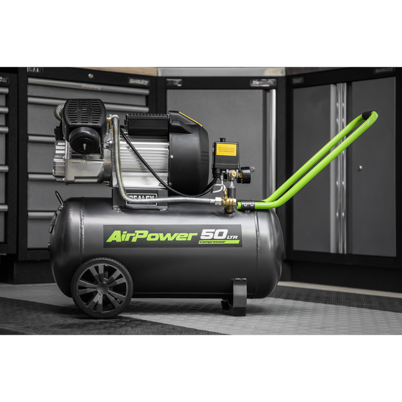 Sealey 50L V-Twin Direct Drive Air Compressor 3hp with Accessories