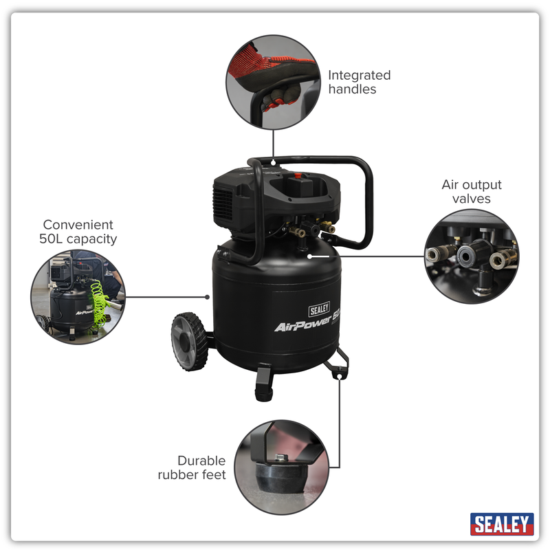 Sealey 50L Oil Free Belt Drive Compressor 2hp