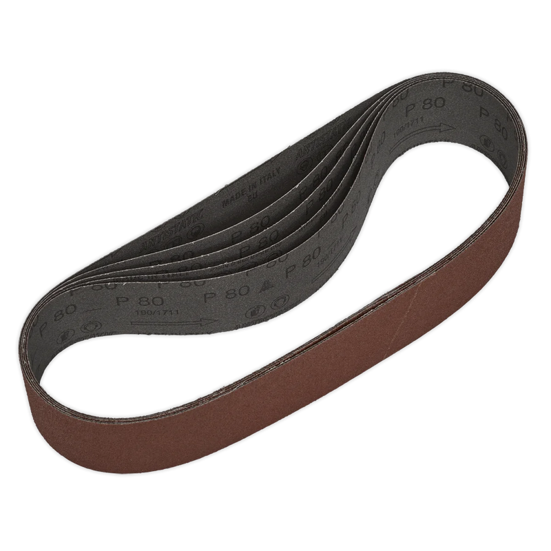Sealey 50 x 686mm Sanding Belt 80Grit - Pack of 5 - SB007 Trade Quality