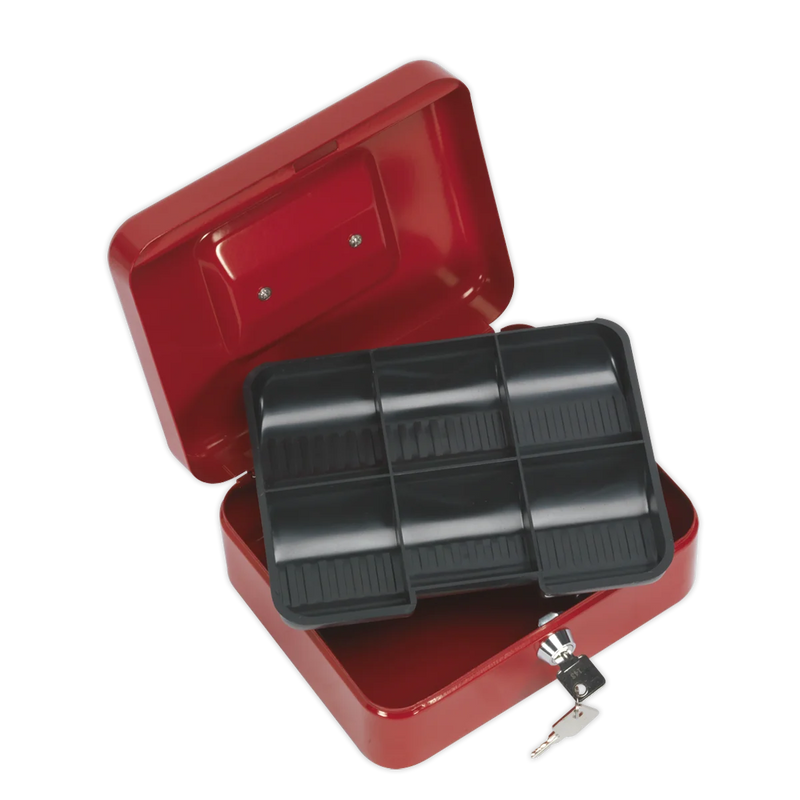 Sealey Key Lock Cash Box 200x160x90mm with 6 Coin Compartments