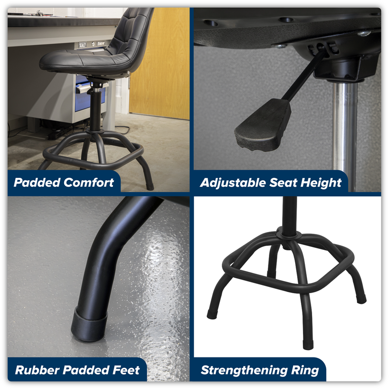 Sealey Premier Industrial Pneumatic Workshop Stool SCR01B 150kg Capacity
