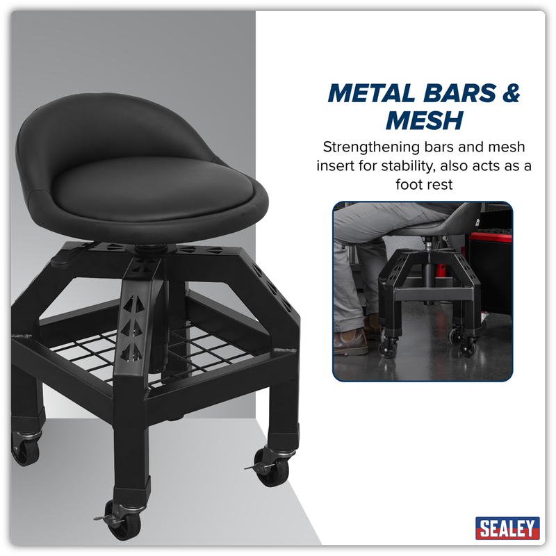 Sealey Premier Industrial Pneumatic Creeper Stool SCR03B 150kg Capacity