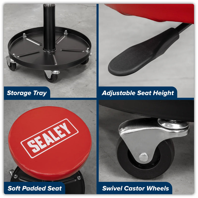 Sealey Pneumatic Mechanic's Seat Model SCR10 136kg Capacity
