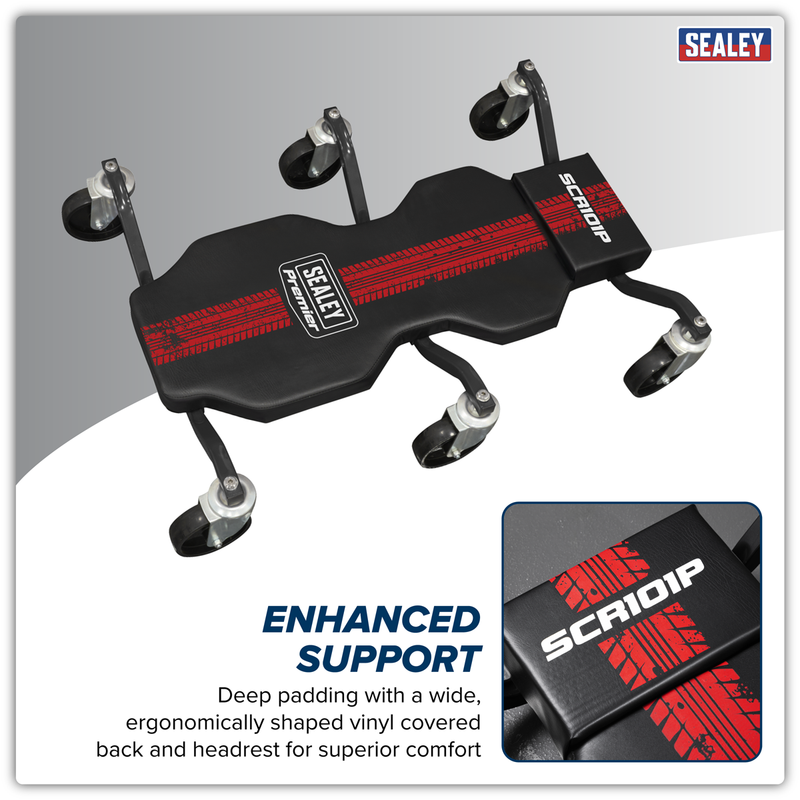 Sealey Premier Steel Creeper SCR101P 180kg Capacity with Headrest