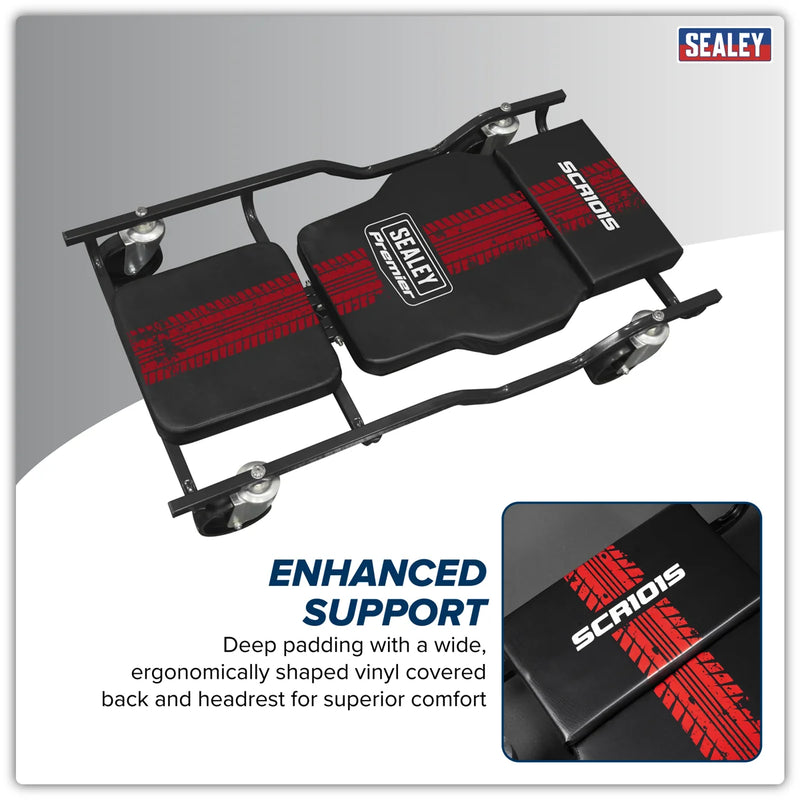 Sealey Premier Steel Creeper SCR101S 180kg Capacity with Adjustable Headrest