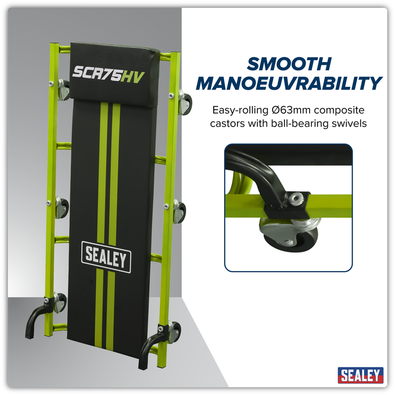 Sealey 36" Deluxe Creeper SCR75HV 150kg Capacity Steel Frame