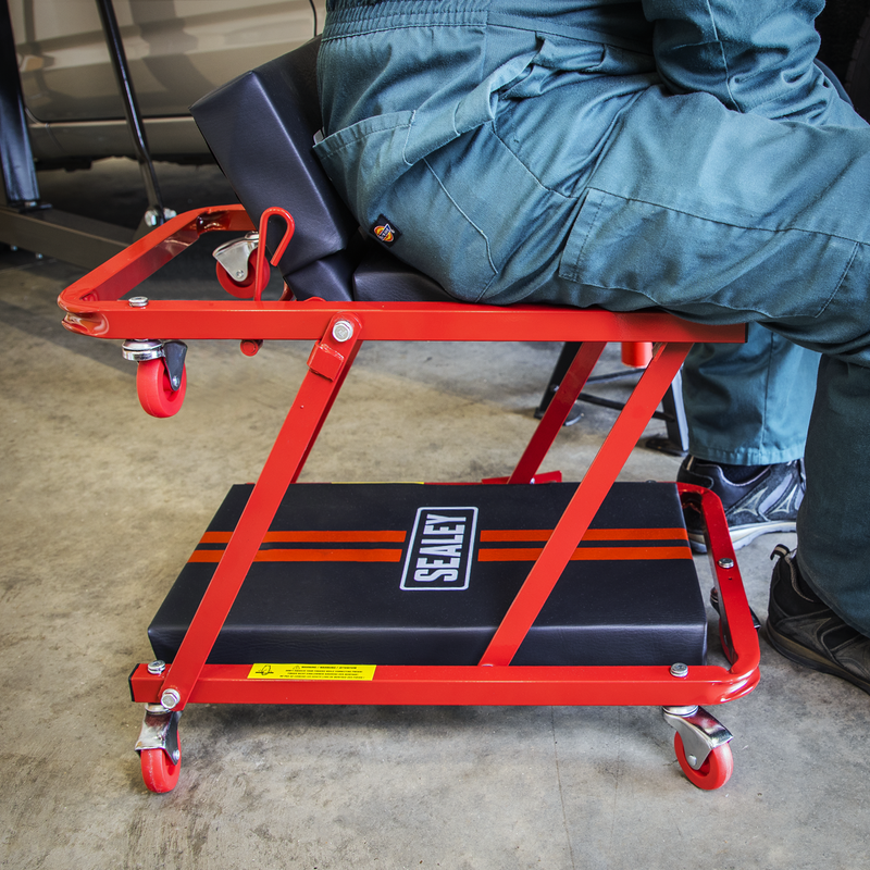Sealey Steel Creeper/Seat SCR79 180kg Capacity with Adjustable Head Rest