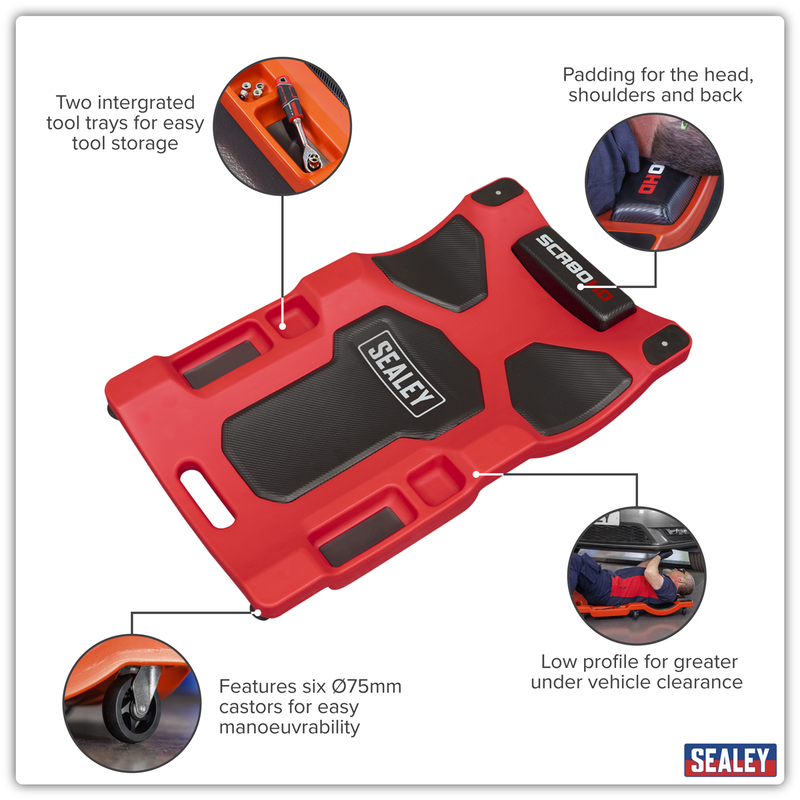 Sealey Composite Padded Creeper SCR80HD 180kg Capacity