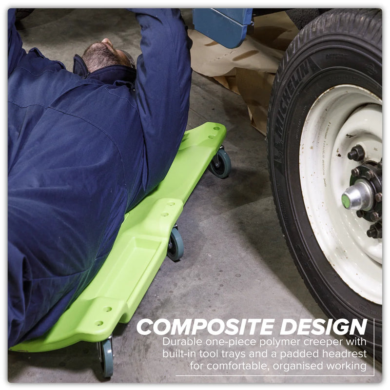 Sealey Composite Creeper SCR80HV 135kg Capacity Hi-Vis Green