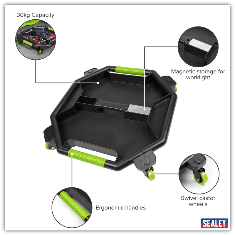Sealey Creeper Tool Tray SCR86HV 30kg Capacity Green