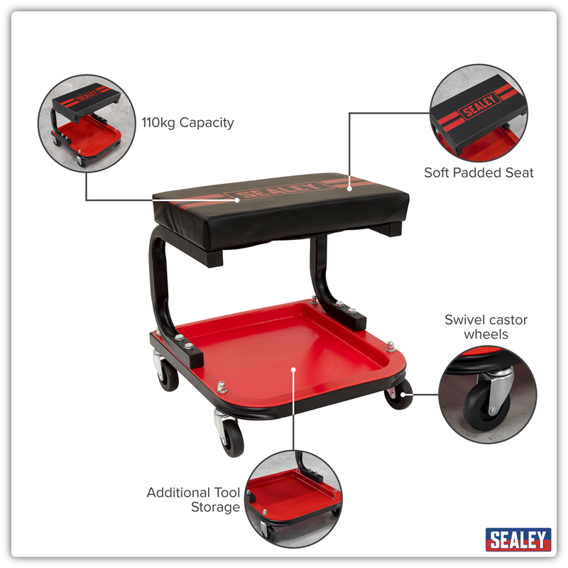 Sealey Mechanic's Utility Seat SCR9 110kg Capacity