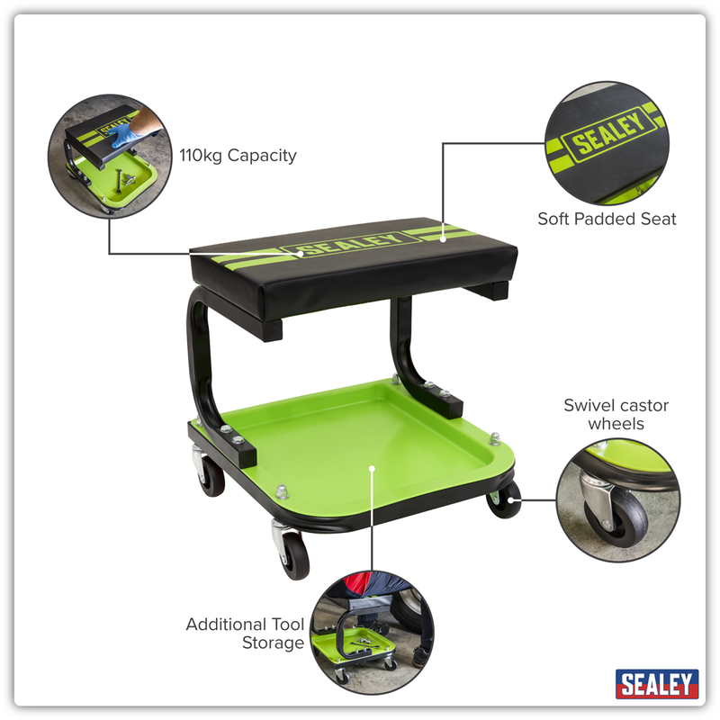 Sealey Mechanic's Utility Seat SCR9HV 110kg Capacity