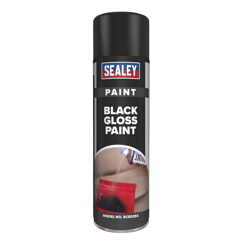 Sealey Gloss Paint 500ml Black Pack of 6