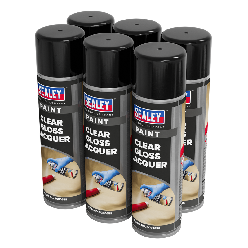 Sealey Gloss Lacquer 500ml Clear - Pack of 6