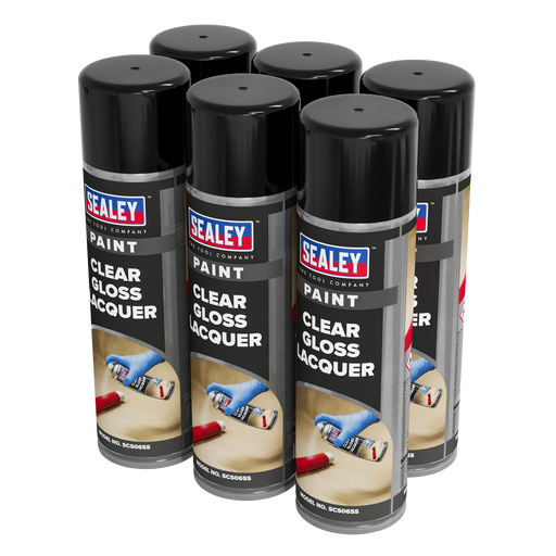 Sealey Gloss Lacquer 500ml Clear - Pack of 6