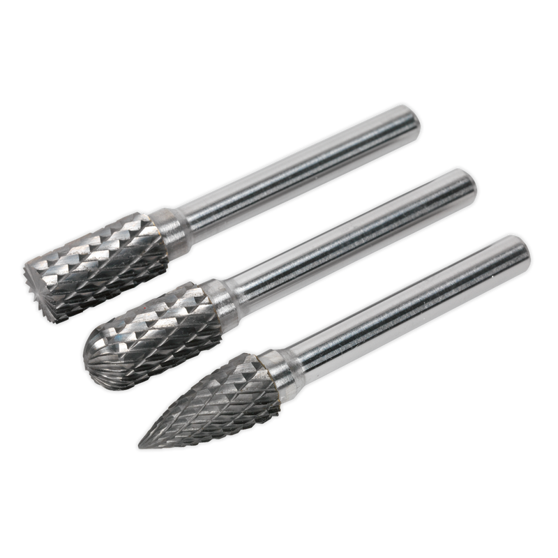 Sealey Tungsten Carbide Rotary Burr Set 3 Piece Ø10mm