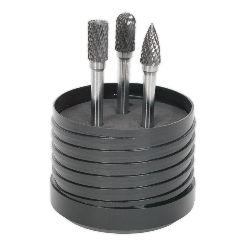 Sealey Tungsten Carbide Rotary Burr Set 3 Piece Ø10mm