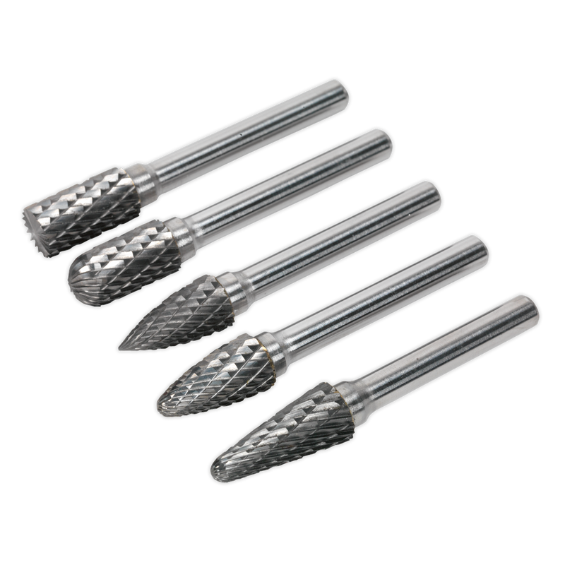 Sealey Tungsten Carbide Rotary Burr Set 5 Piece Ø10mm