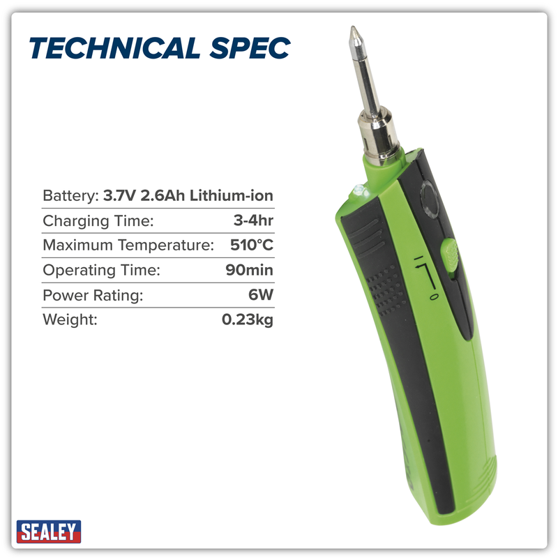 Sealey Premier Rechargeable Soldering Iron SDL6 6W Lithium-ion