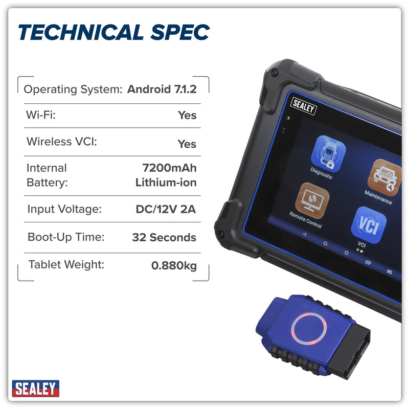 Sealey Diagnostic Tablet SDS1 7" Screen Android 7.1.2