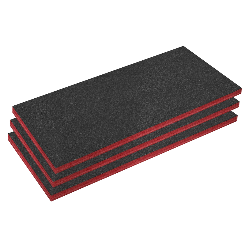 Sealey Easy Peel Shadow Foam® 1200x550x30mm Red/Black Pack of 3