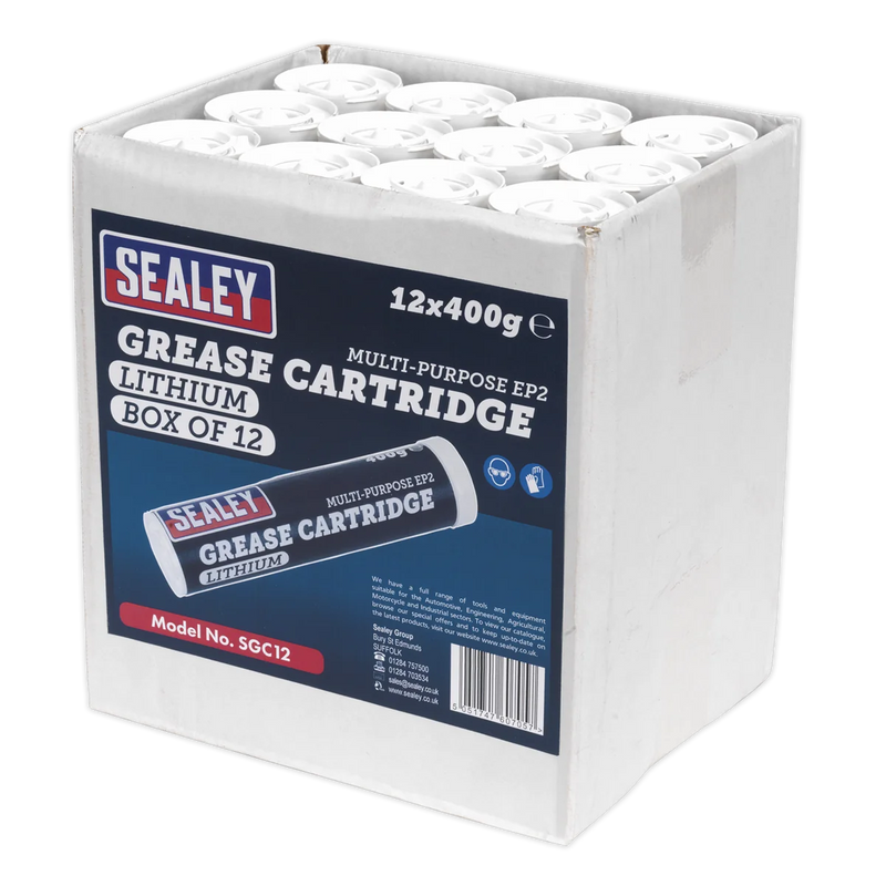 Sealey EP2 Lithium Grease Cartridge 400g - Pack of 12
