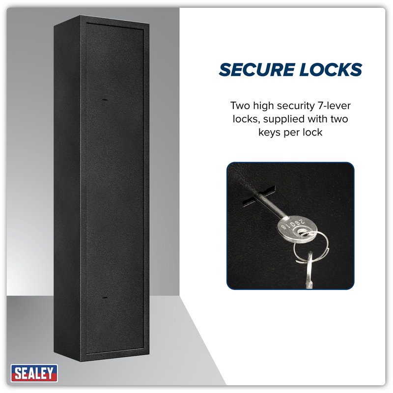 Sealey 5 Gun Cabinet with Ammo Safe - 1500mm High
