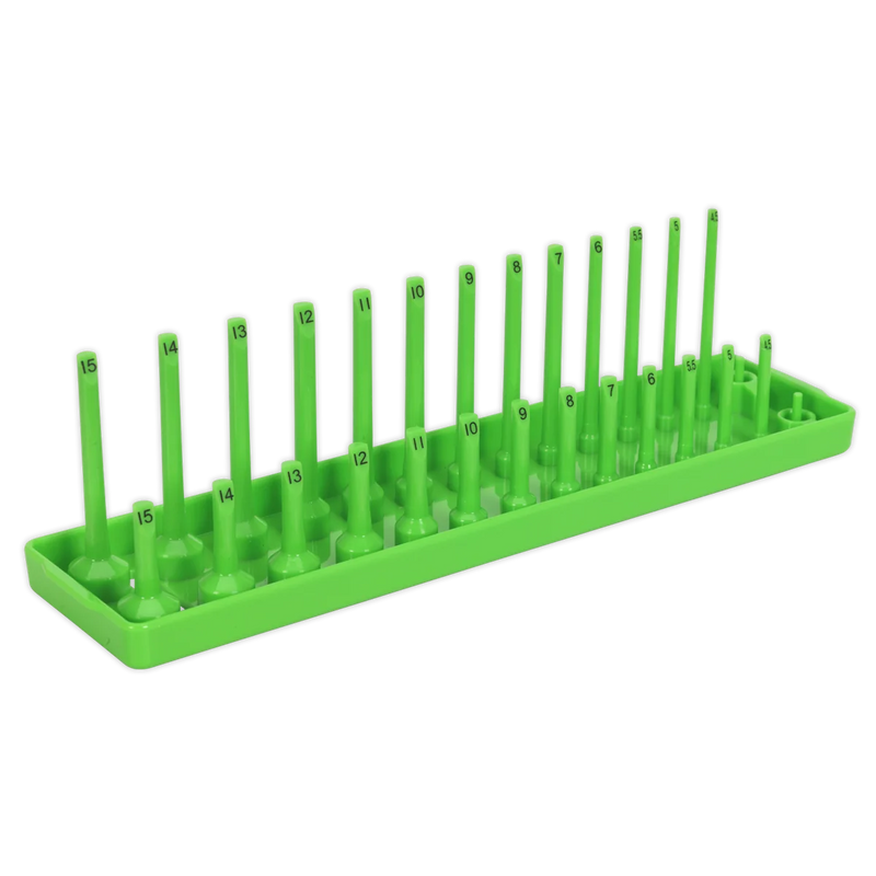 Sealey Premier Socket Holder 1/4"Sq Drive 4-15mm Hi-Vis Green