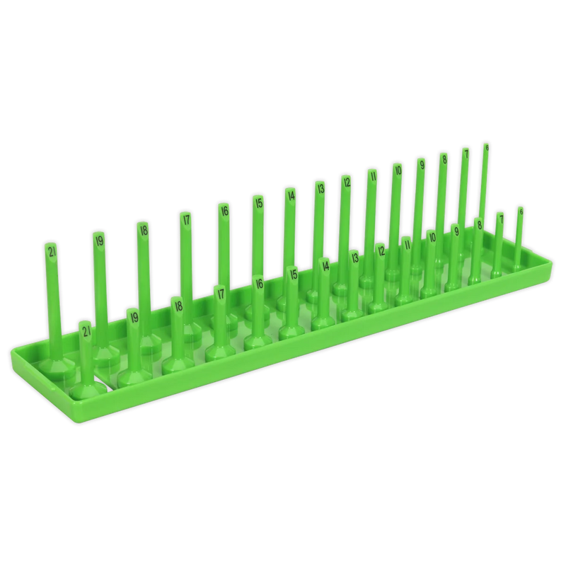 Sealey Premier Socket Holder 3/8"Sq Drive 6-21mm Hi-Vis Green