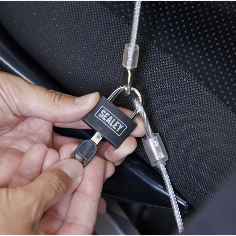Sealey 3m Motorcycle Cable Lock with High Security Padlock