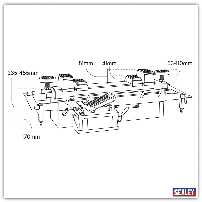 Sealey Air Jacking Beam 2 Tonne with Arm Extenders