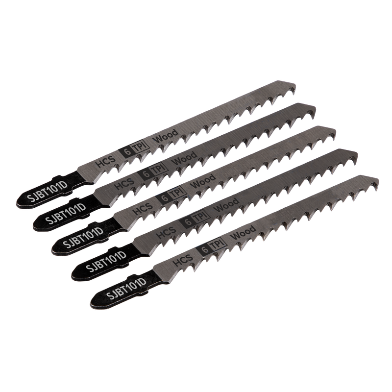Sealey Jigsaw Blade 100mm 6TPI for Hard Wood - Pack of 5