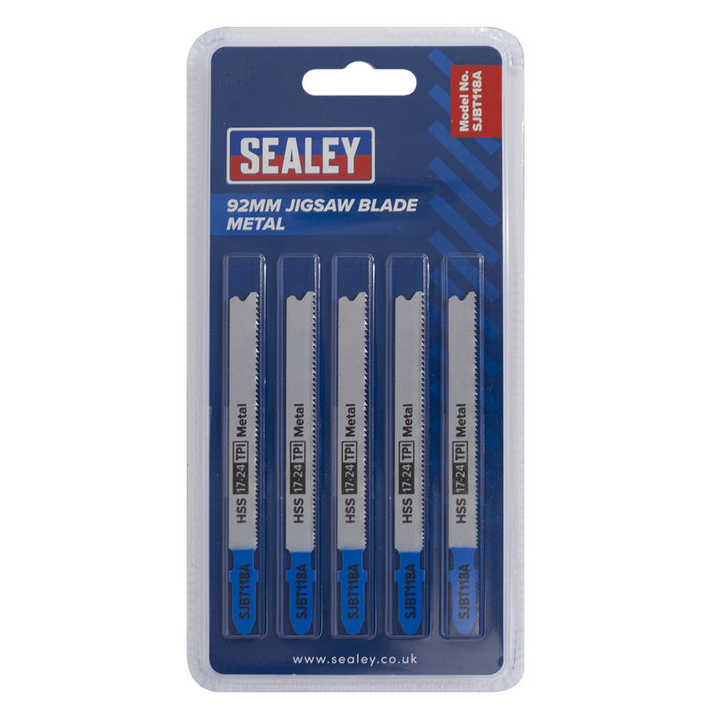 Sealey Jigsaw Blade for Metal 92mm 17-24tpi - Pack of 5