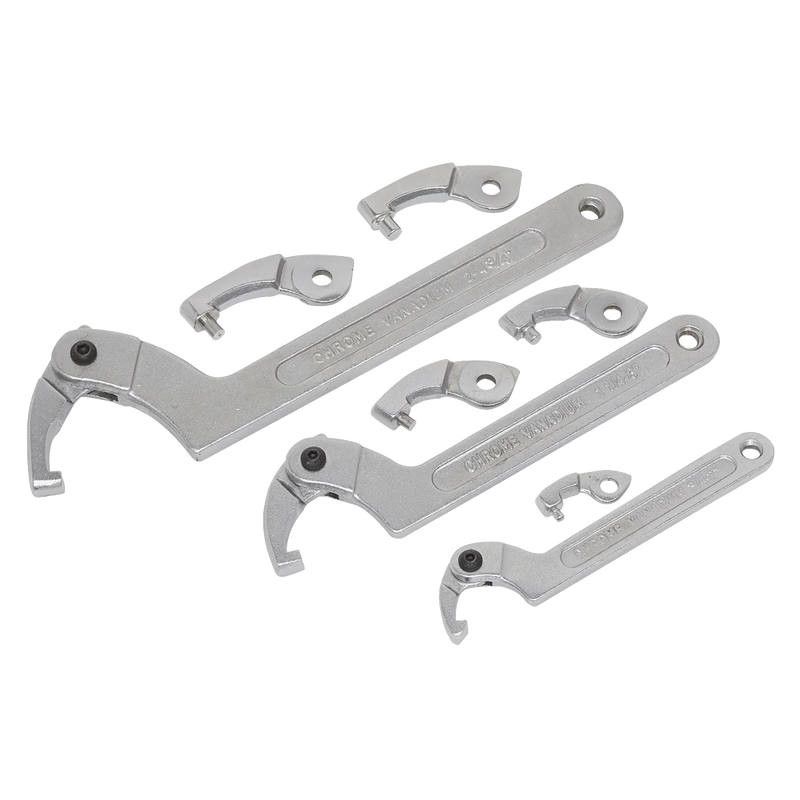 Sealey Adjustable C-Spanner Hook & Pin Wrench Set 11 Piece SMC2