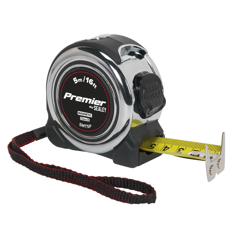 Sealey Premier Tape Measure 5m (16ft) SMT5P Chrome Body