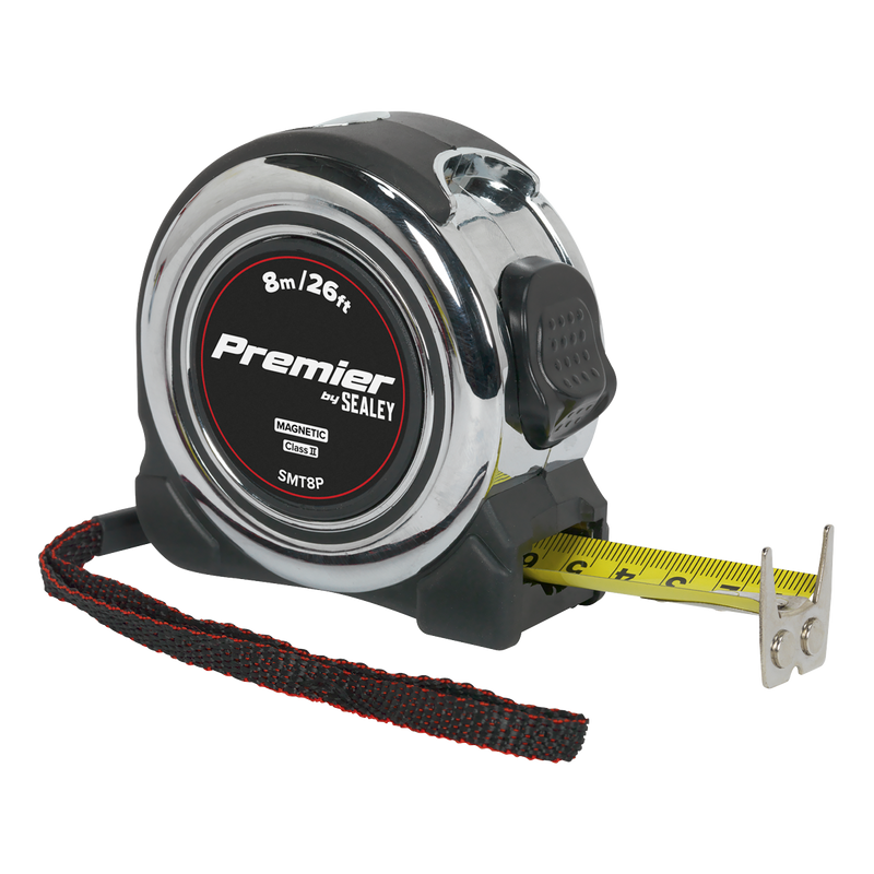 Sealey Premier Tape Measure 8m (26ft) Chrome Body SMT8P