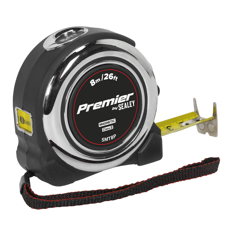 Sealey Premier Tape Measure 8m (26ft) Chrome Body SMT8P