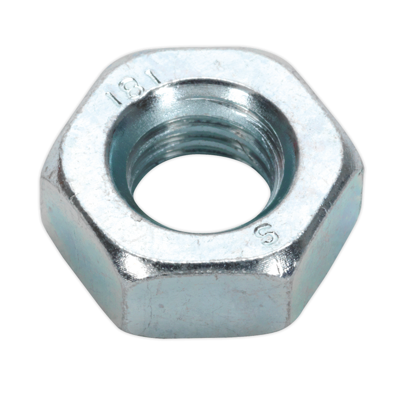 Sealey Zinc Plated Steel Nut M10 DIN 934 Pack of 100