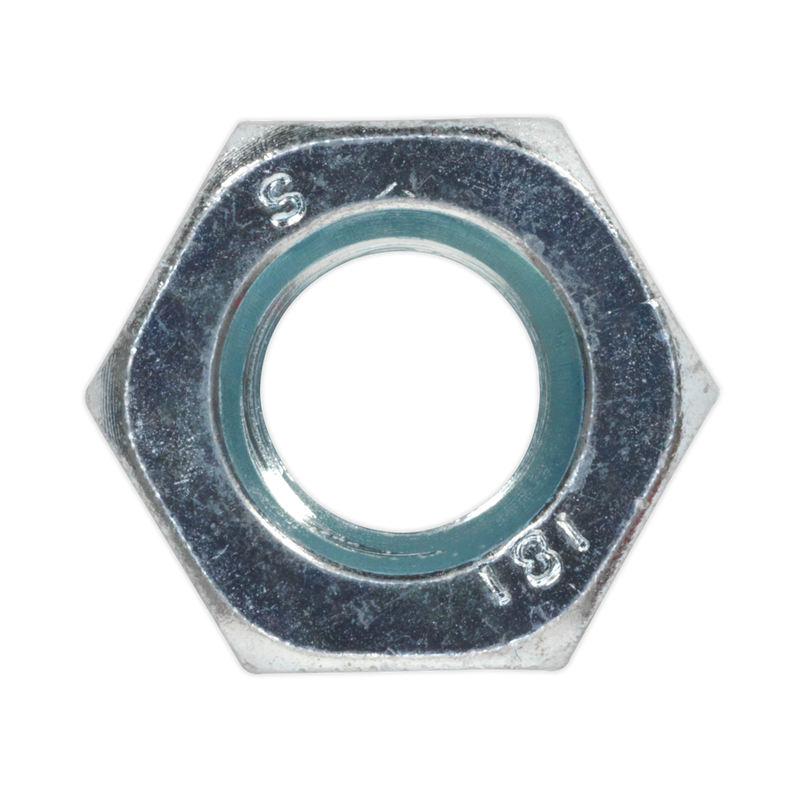 Sealey Zinc Plated Steel Nut M10 DIN 934 Pack of 100