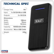 Sealey Portable Power Bank 10W 10000mAh - SPB101