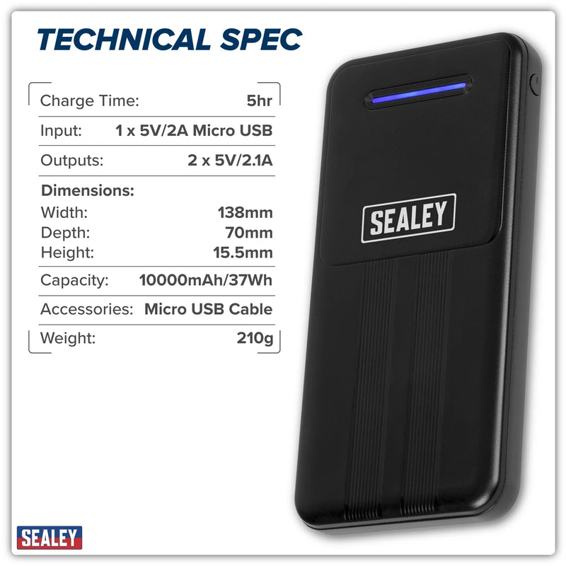 Sealey Portable Power Bank 10W 10000mAh - SPB101
