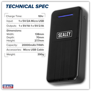 Sealey Portable Power Bank SPB102 20000mAh
