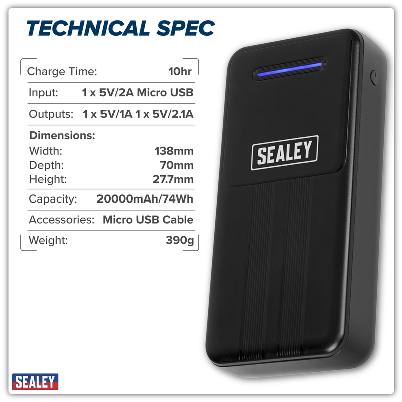 Sealey Portable Power Bank SPB102 20000mAh