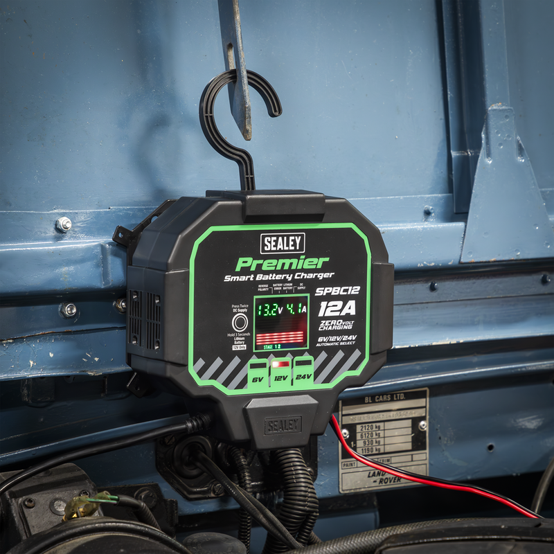 Sealey Premier Fully Automatic Battery Charger SPBC12 12A 6/12/24V