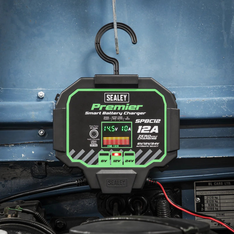 Sealey Premier Fully Automatic Battery Charger SPBC12 12A 6/12/24V