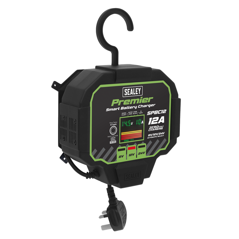 Sealey Premier Fully Automatic Battery Charger SPBC12 12A 6/12/24V