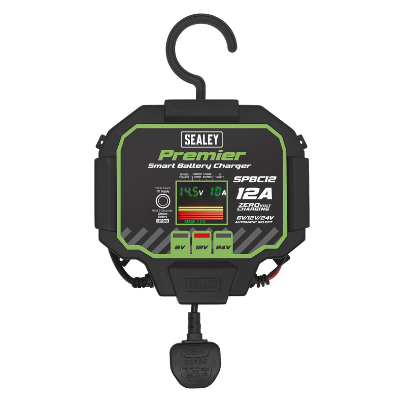 Sealey Premier Fully Automatic Battery Charger SPBC12 12A 6/12/24V