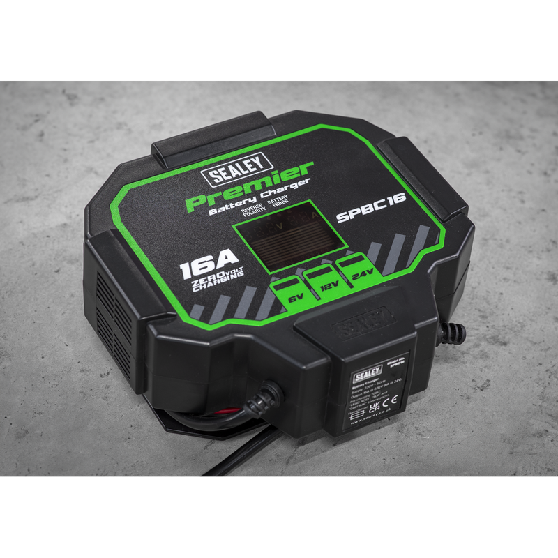 Sealey Premier Fully Automatic Battery Charger 16A 6/12/24V