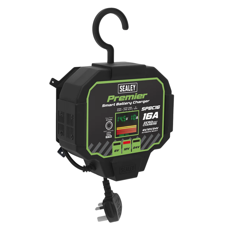 Sealey Premier Fully Automatic Battery Charger 16A 6/12/24V