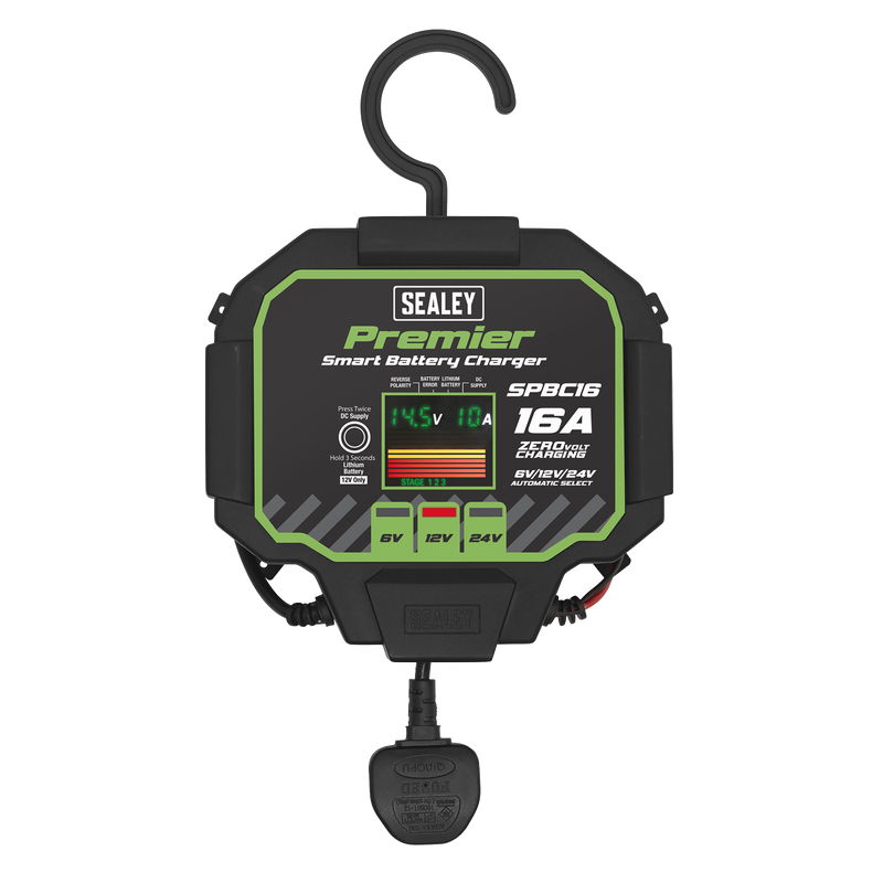 Sealey Premier Fully Automatic Battery Charger 16A 6/12/24V
